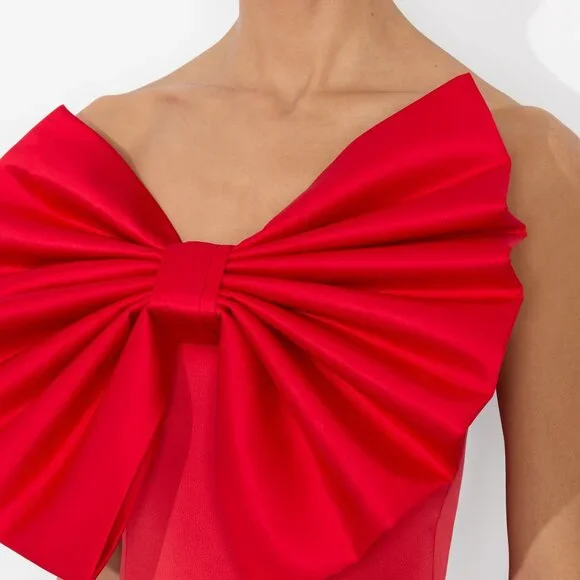 Alice + Olivia SIBELLA BOW TOP in Bright Ruby Size 0***BRAND NEW WITH TAGS****